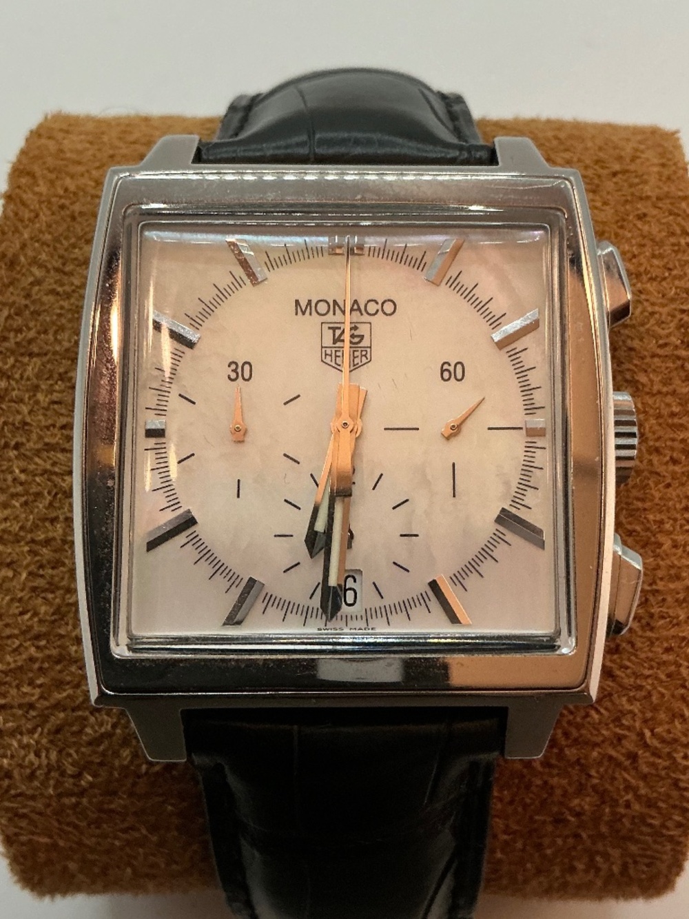 TAG HEUER Monaco CW2119 Men’s Stainless White Mother of Pearl Dial Auto 38mm